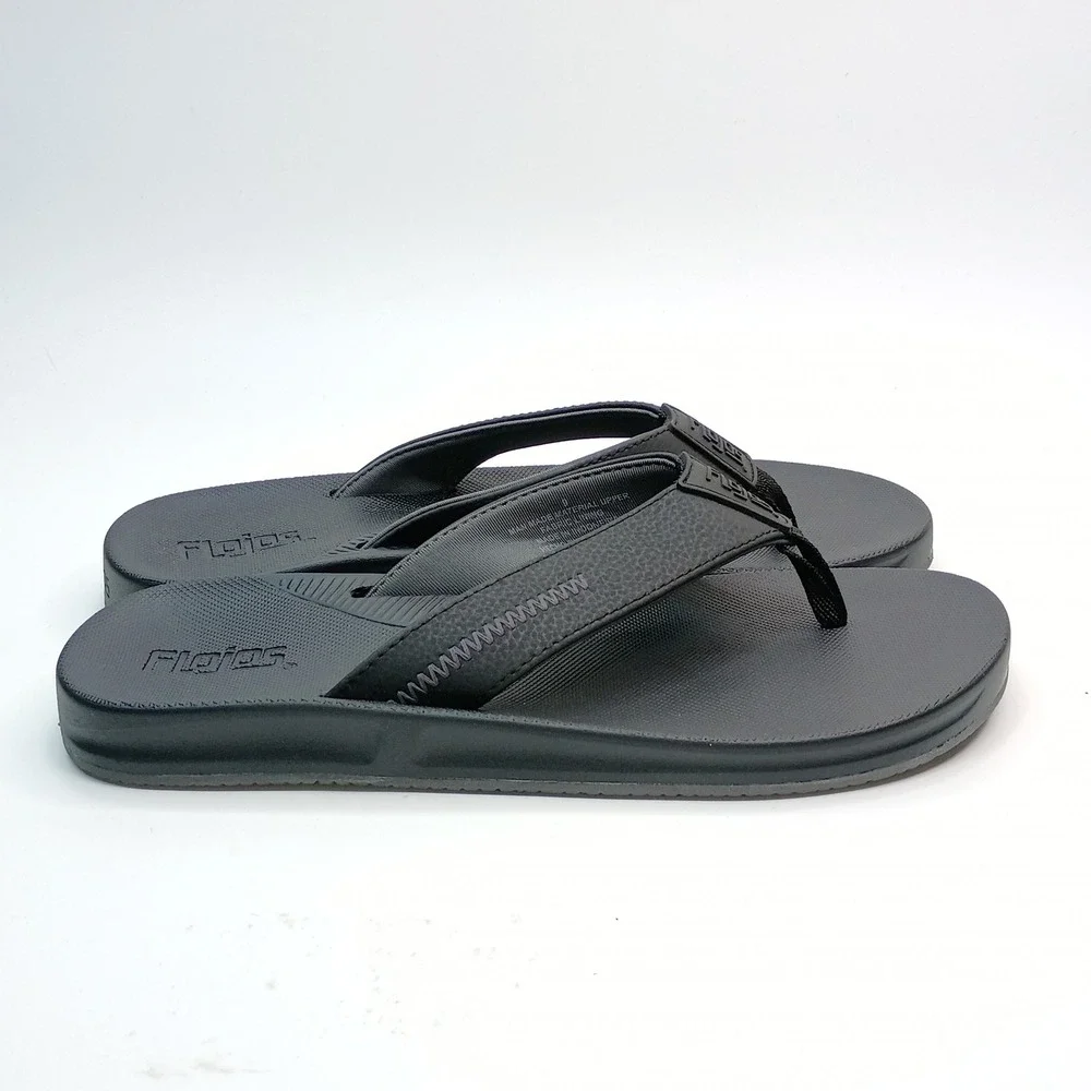 Flojos Men Flip Flop Sandals Size 9 Black Man Made Material Upper Casual